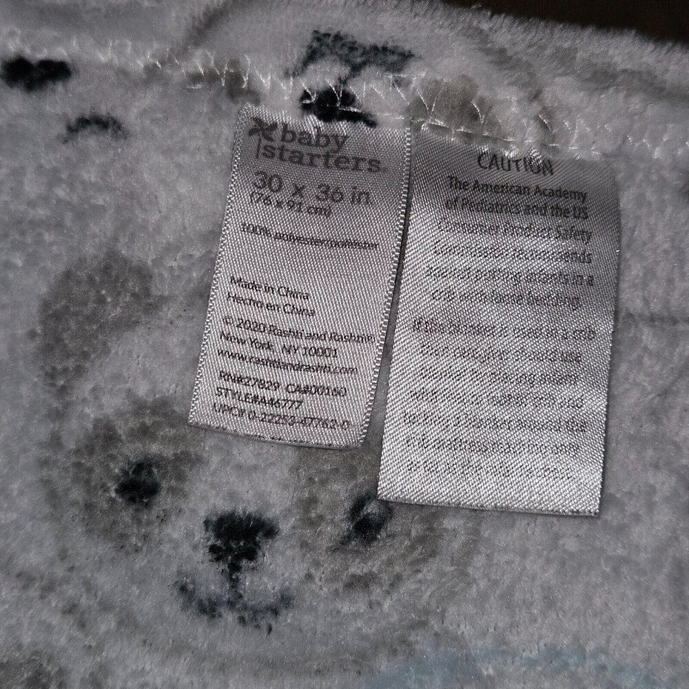 Baby Starters Baby Blanket Panda Bear Polar Bear Heads Gray White Blue 30" x 36" - Picture 2 of 5